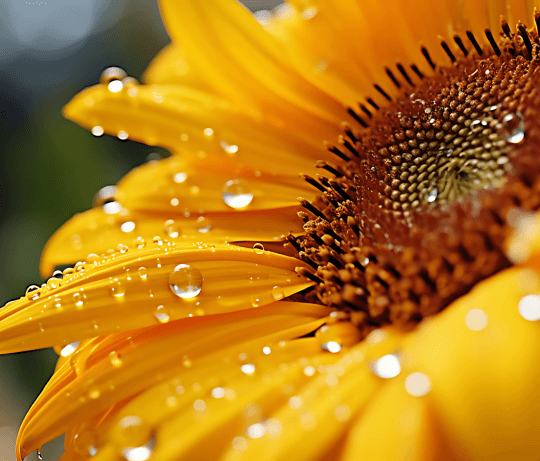 Tournesol jaune avec des gouttes d'eau représentant la collection de press on nails jaune