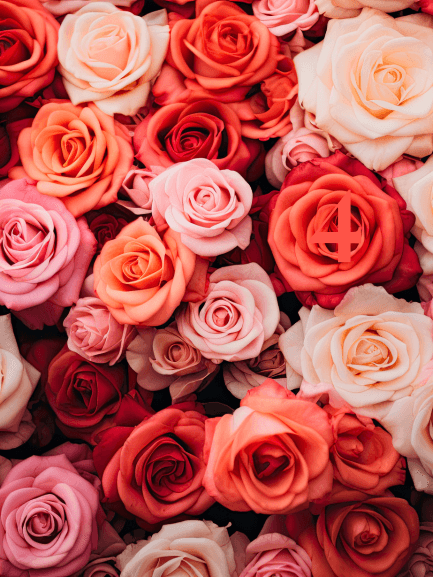 Image avec des roses de trois couleurs différentes, rose, rouge et blanche