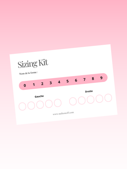 Image de sizing kit NOO pour mesurer ses tailles d'ongles pour les faux ongles réutilisables sans colle